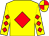 Yellow, red diamond, red diamonds on sleeves, yellow and red quartered cap