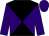 Black and purple diagonal quarters, purple sleeves, black hoop, purple cap