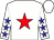 White, red star, blue stars on sleeves