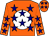 Orange, white ball, navy stars