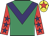 Emerald Green, purple chevron, purple stars on red slvs, red star on yellow cap