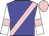 Blue, pink sash, pink armlet on white slvs, pink cap