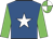 Royal blue, white star, green sleeves, green and white quartered cap
