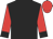 Black, red horseshoe and 'jr' on back, black cuffs on red sleeves, red cap