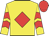 Yellow, red diamond, chevrons on sleeves, red cap