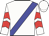 White, blue sash, red chevrons on sleeves