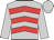 Silver, red chevrons, red inverted chevrons on sleeves