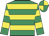 Emerald green, yellow hoops, quartered cap