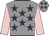 Grey, dark blue stars, pink sleeves