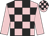 Pink, black checked, pink sleeves, checked cap