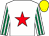 White, red star, white and emerald green striped sleeves, yellow cap
