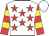 White, red stars, red sleeves, yellow hoops, white cap