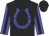 Black, blue horseshoe, black stripe on blue sleeves
