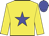 Yellow body, big-blue star, yellow arms, big-blue cap