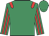 Emerald green, red epaulets, red stripes on sleeves, emerald green cap