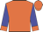 Orange, orange cuffs on blue sleeves
