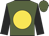 Forest green, gold disc, black sleeves