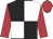 Black and white (quartered), scarlet sleeves and cap