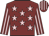 Maroon, pink stars, striped sleeves and cap