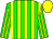 Green, yellow stripes, green, yellow striped sleeves, yellow cap