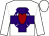 White, purple horseshoe and cross, burgundy heart, white sleeves