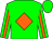 Green, orange diamond, orange stripe on sleeves