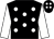 Black, white spots, white sleeves