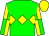 Green, yellow triple diamond, yellow and green quartered sleeves, yellow cap