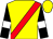Yellow, red sash,  black and white bars on sleeves, yellow cap