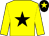 Yellow, black star, yellow sleeves, black cap with yellow star