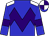 Blue, purple chevron hoop, white shoulders, purple armlets, white and purple quartered cap, blue peak