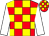 red and yellow checked, white sleeves