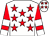White, red stars, white bars and cuffs on red sleeves
