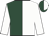 Dark green and white halves, white circle 'mr' on dark green back, white sleeves