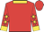 Red, gold star 'e', gold stars on sleeves, gold cuffs and collar
