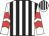 White, black stripes, red chevrons on sleeves