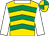 Gold, emerald chevrons, white sleeves and collar, gold and emerald quartered cap