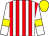 White, red stripes, white sleeves, yellow armlet and cap