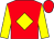 red, yellow diamond, yellow sleeves