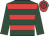 Dark green, red hoops, dark green sleeves, red and dark green hooped cap