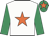 White, orange star, emerald green sleeves, emerald green cap, orange star