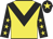 Yellow, black chevron, black sleeves, yellow stars, black cap, yellow star