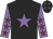 Black, mauve star, mauve sleeves, maroon stars, black cap, mauve stars
