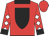 Red, black shield, white diamonds on sleeves, black cuffs and collar, red cap
