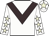 White, brown chevron, white sleeves, beige stars, white cap, beige star