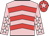 Pink, red chevrons, pink sleeves, white stars, red cap, pink star
