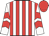 White and red stripes, chevrons on sleeves, red cap