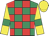 Emerald green and red check, yellow sleeves, emerald green armlets, yellow cap
