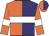 Orange and purple halves, white hoop and armlets on sleeves