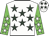 White, hunter green stars, white stars on green sleeves